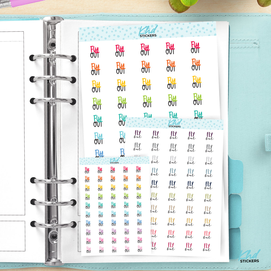 Fly Out Script Planner Stickers Small