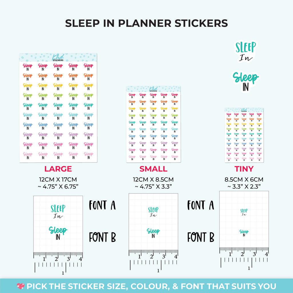 Sleep In Planner Stickers Small