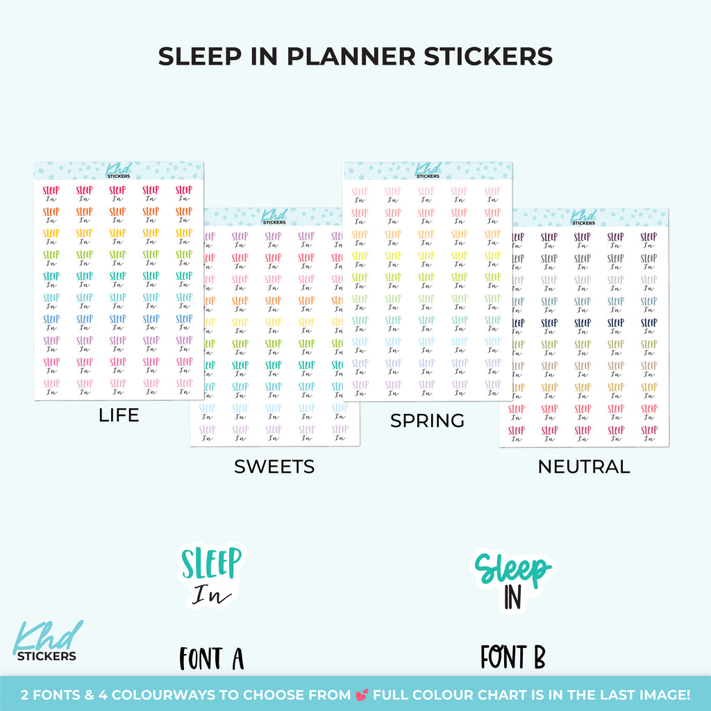 Sleep In Planner Stickers Small