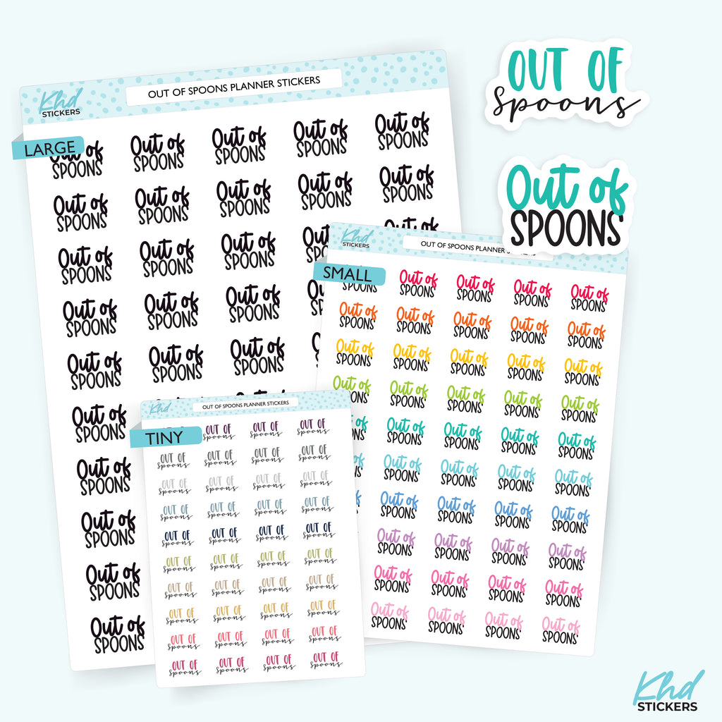 Out Of Spoons Planner Stickers Small