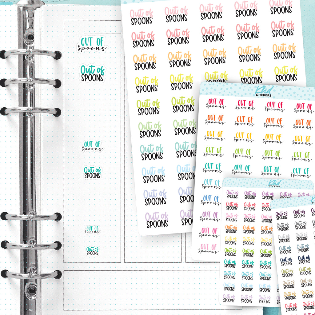 Out Of Spoons Planner Stickers Small