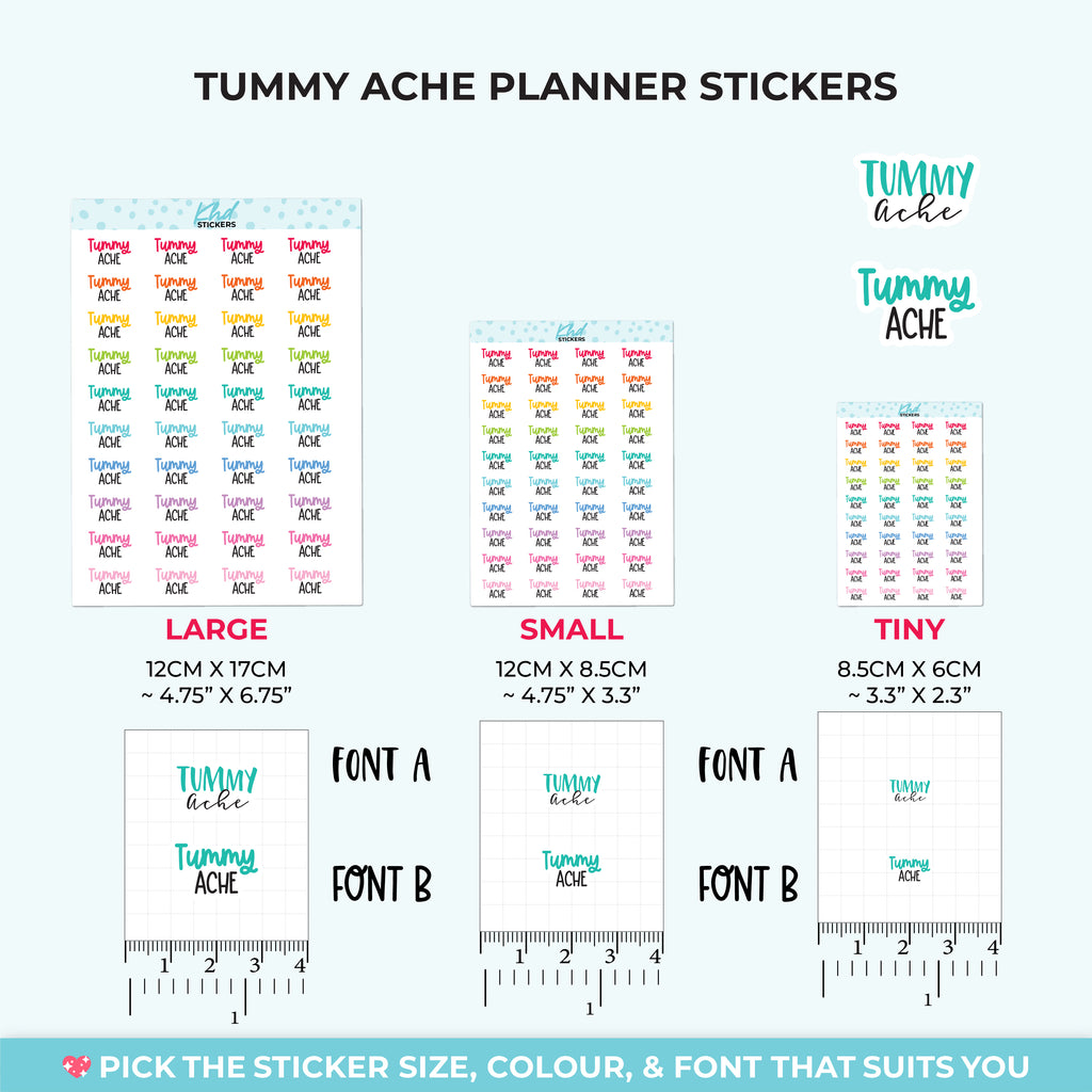 Tummy Ache Planner Stickers Small