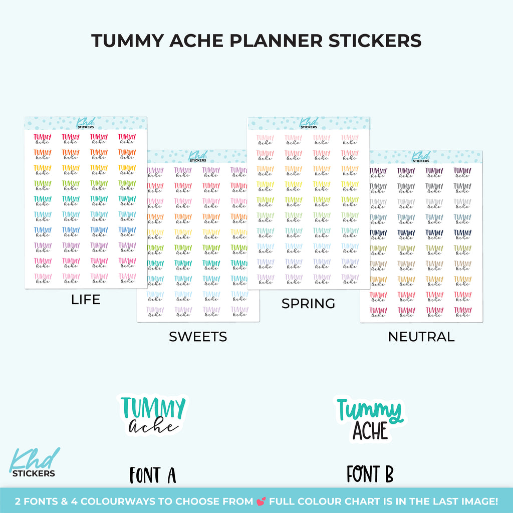 Tummy Ache Planner Stickers Small