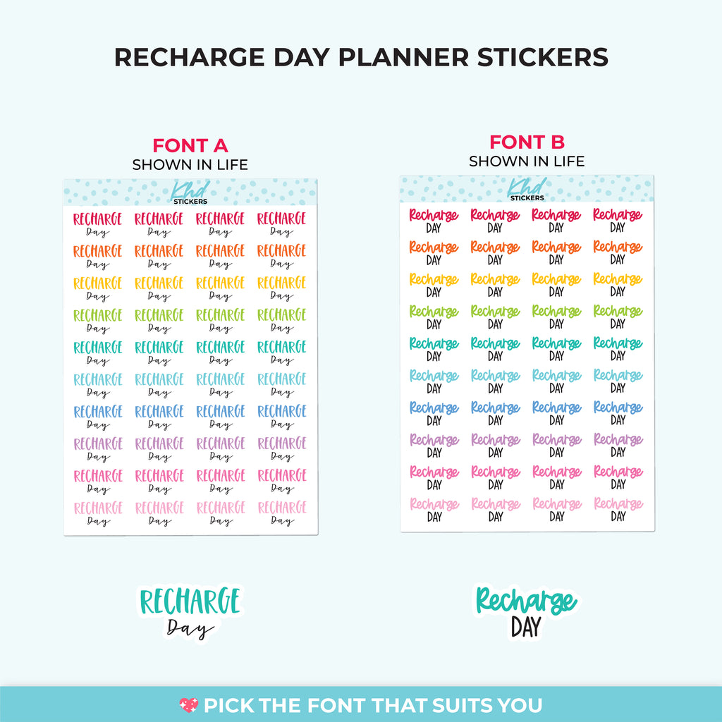 Recharge Day Planner Stickers Small