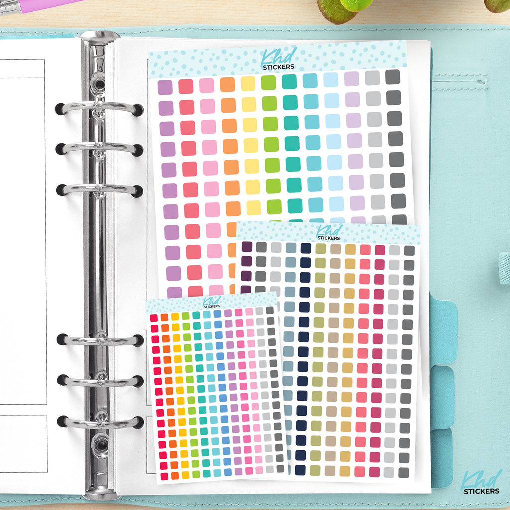 Solid Colour Squares Planner Stickers Small