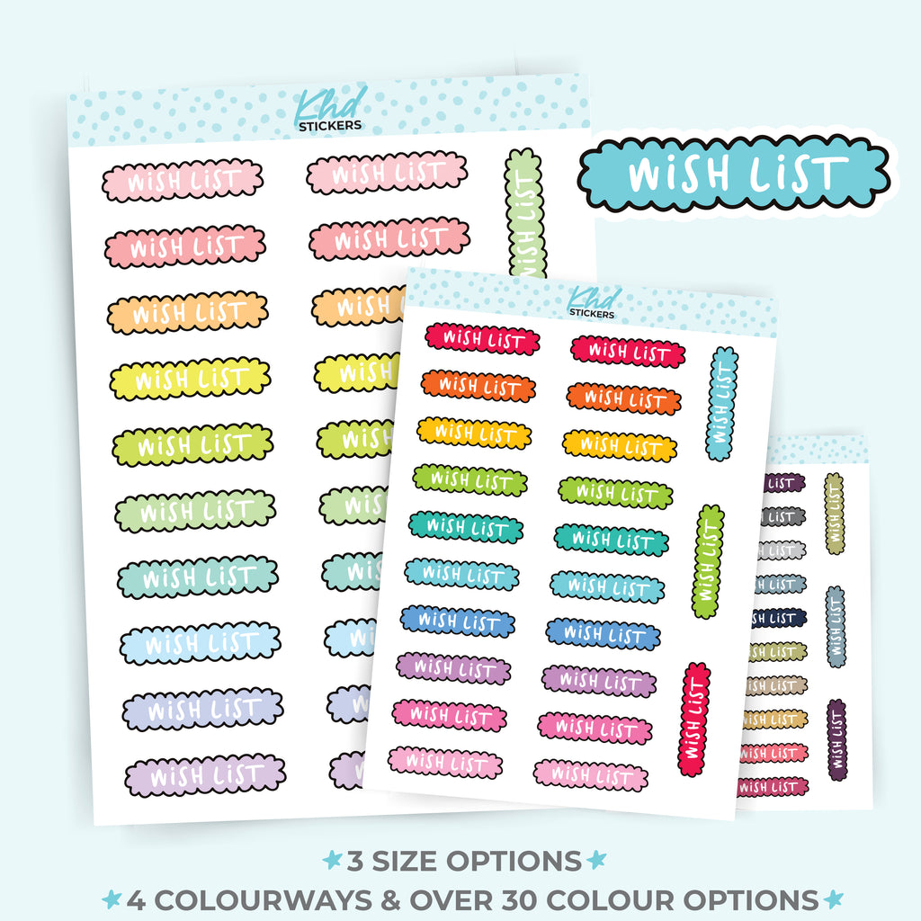 Wish List Header Stickers Planner Stickers Small