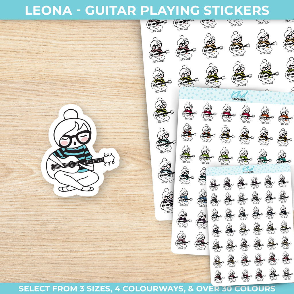 Planner Girl Leona Guitar Playing Planner Stickers Small