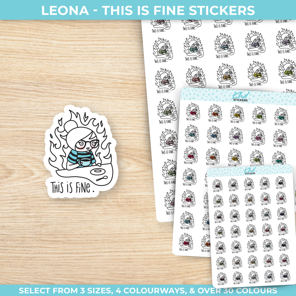 This Is Fine Planner Girl Leona Stickers Small