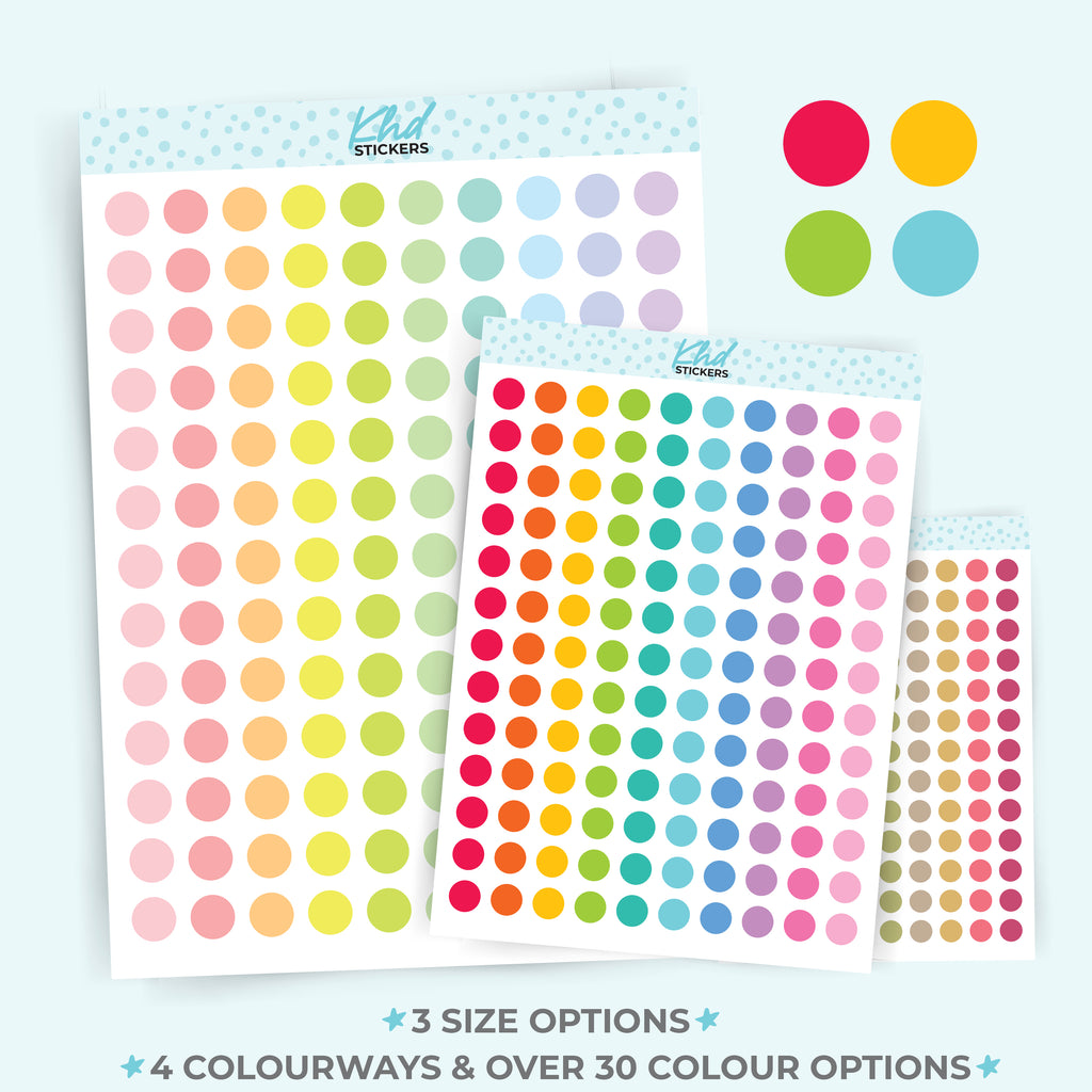 Solid Colour Dots Planner Stickers Small