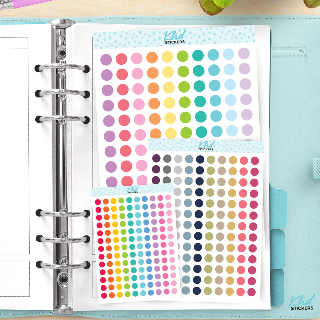 Solid Colour Dots Planner Stickers Small