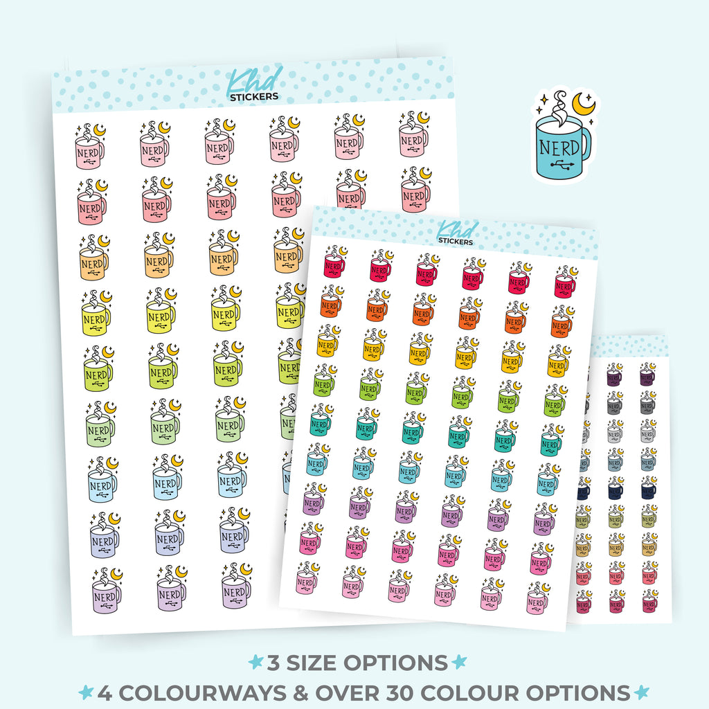 Nerd Coffee Mug Planner Stickers Small