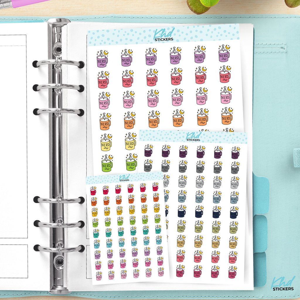 Nerd Coffee Mug Planner Stickers Small