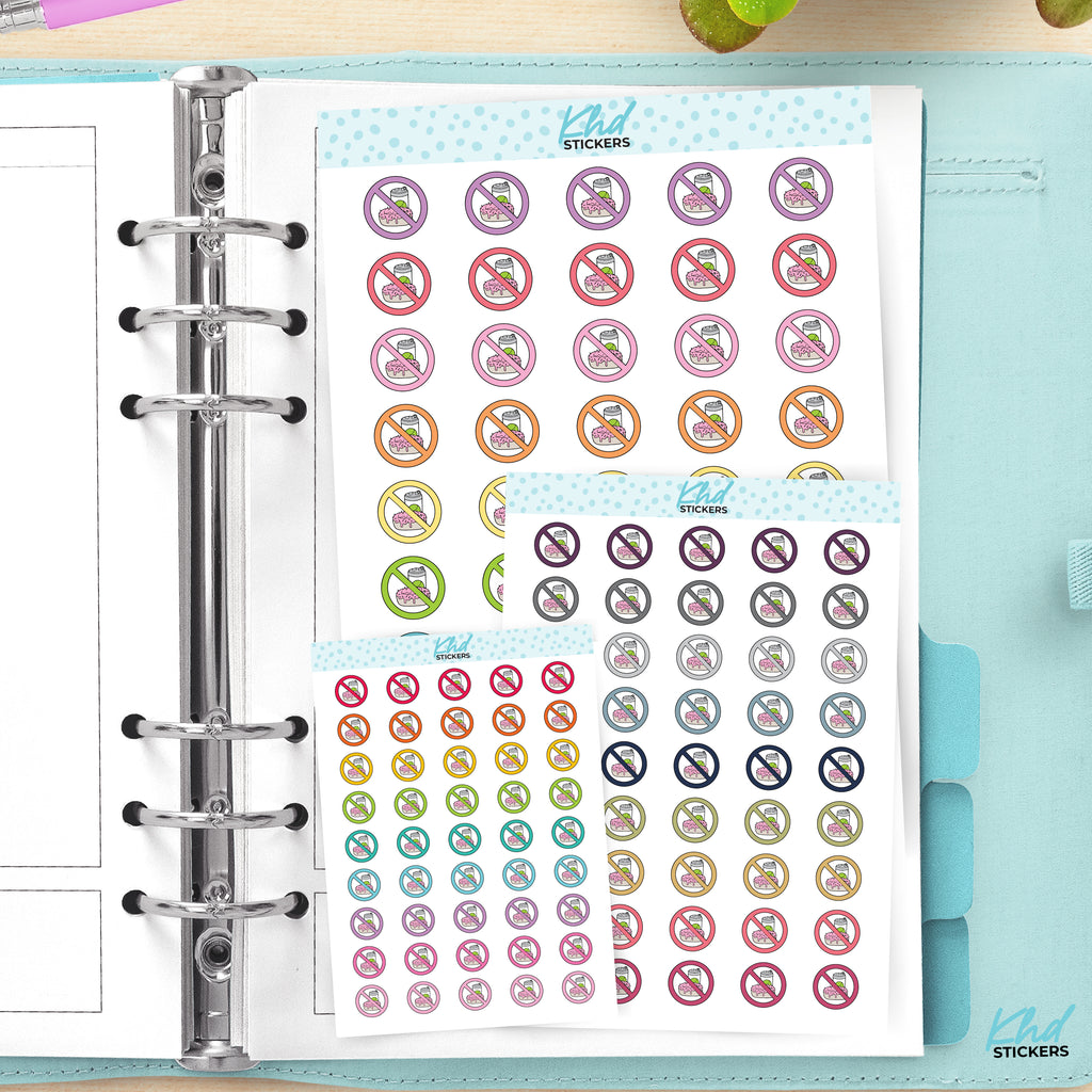 No Junk Food Planner Stickers Small