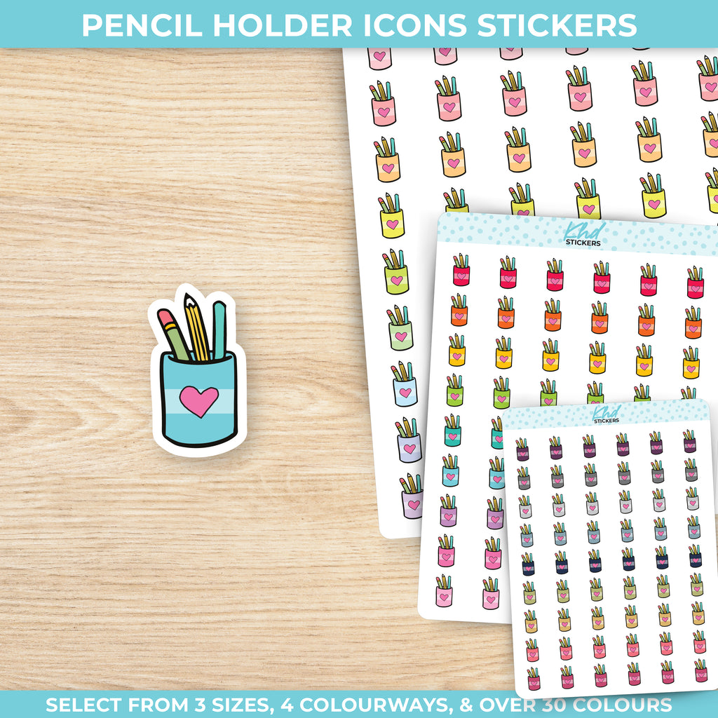 Cute Pencil Holder Icons Stickers Small