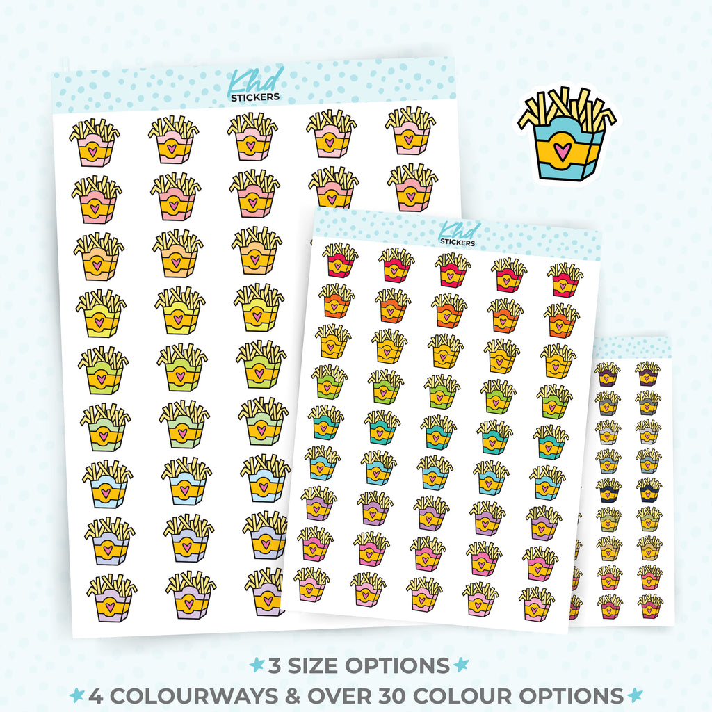 Hot Chips / French Fries Icon Stickers - Planner Stickers - Removable Small