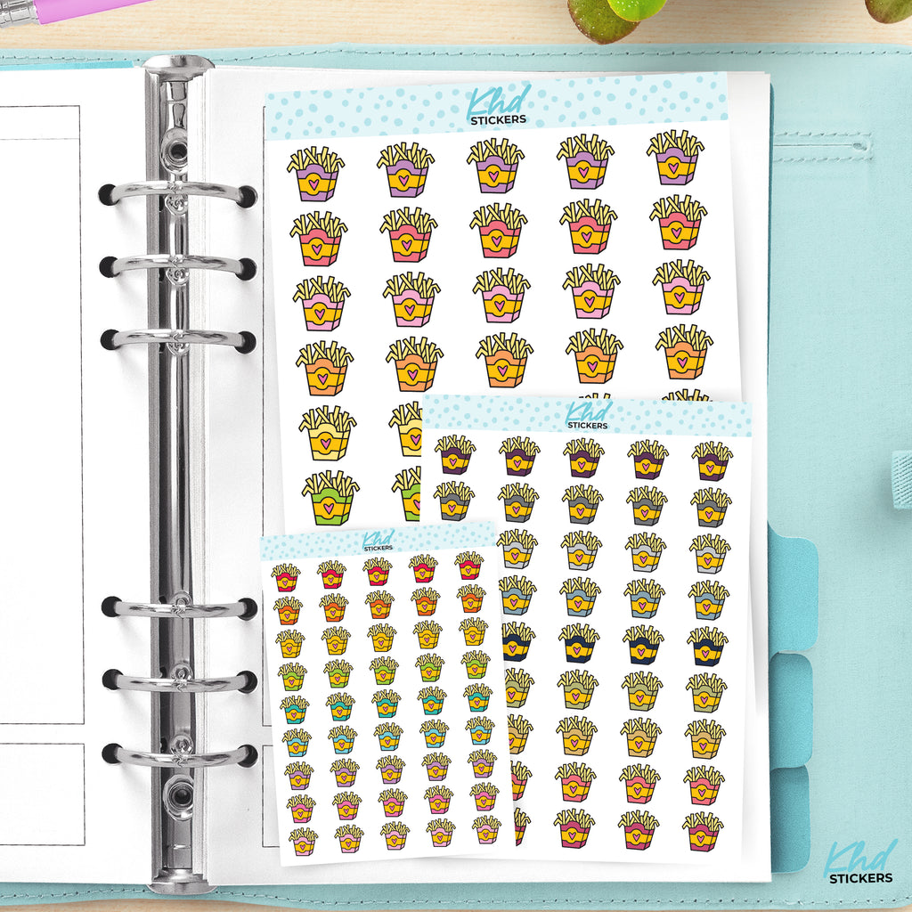 Hot Chips / French Fries Icon Stickers - Planner Stickers - Removable Small