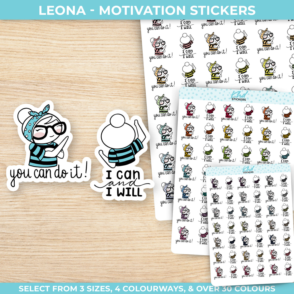 Motivation Planner Girl Stickers - Planner Stickers - Removable Small