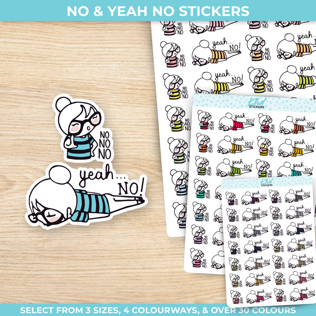 Cute No and Yeah No Planner Girl Stickers Small