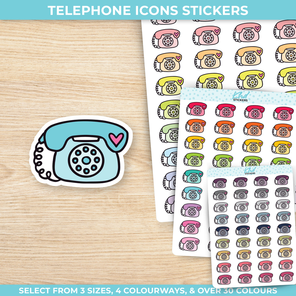 Telephone Icon Stickers - Planner Stickers - Removable Small