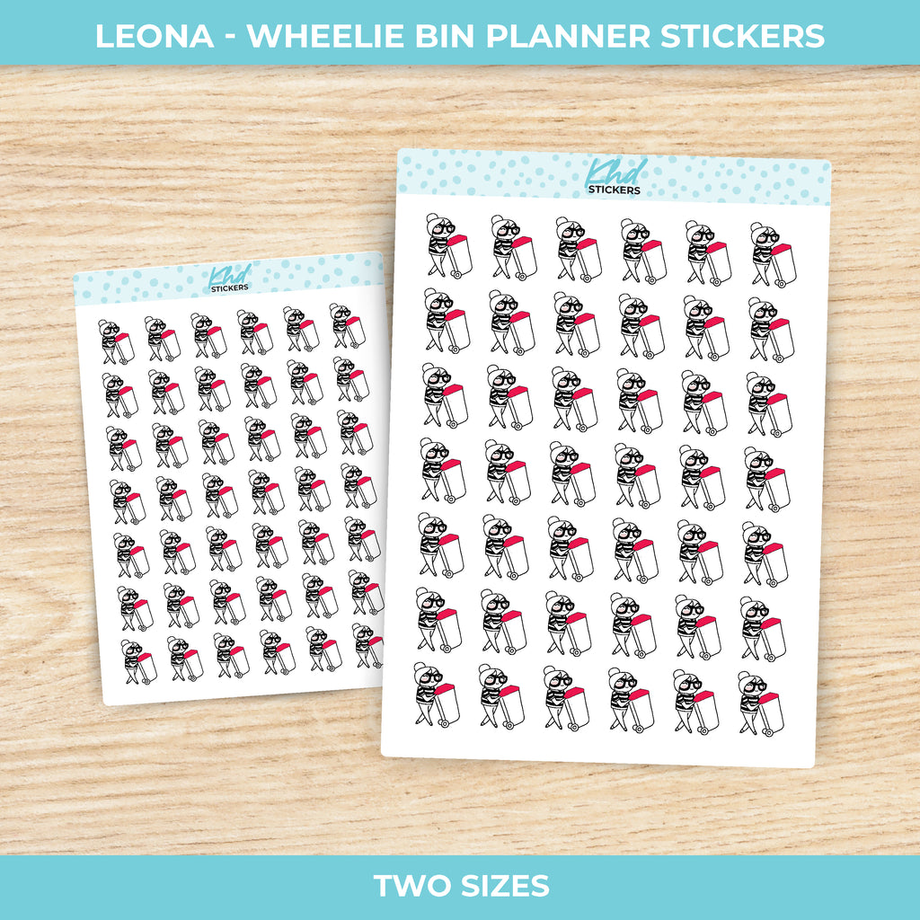 Planner Girl Wheelie Bin Stickers Small / Red