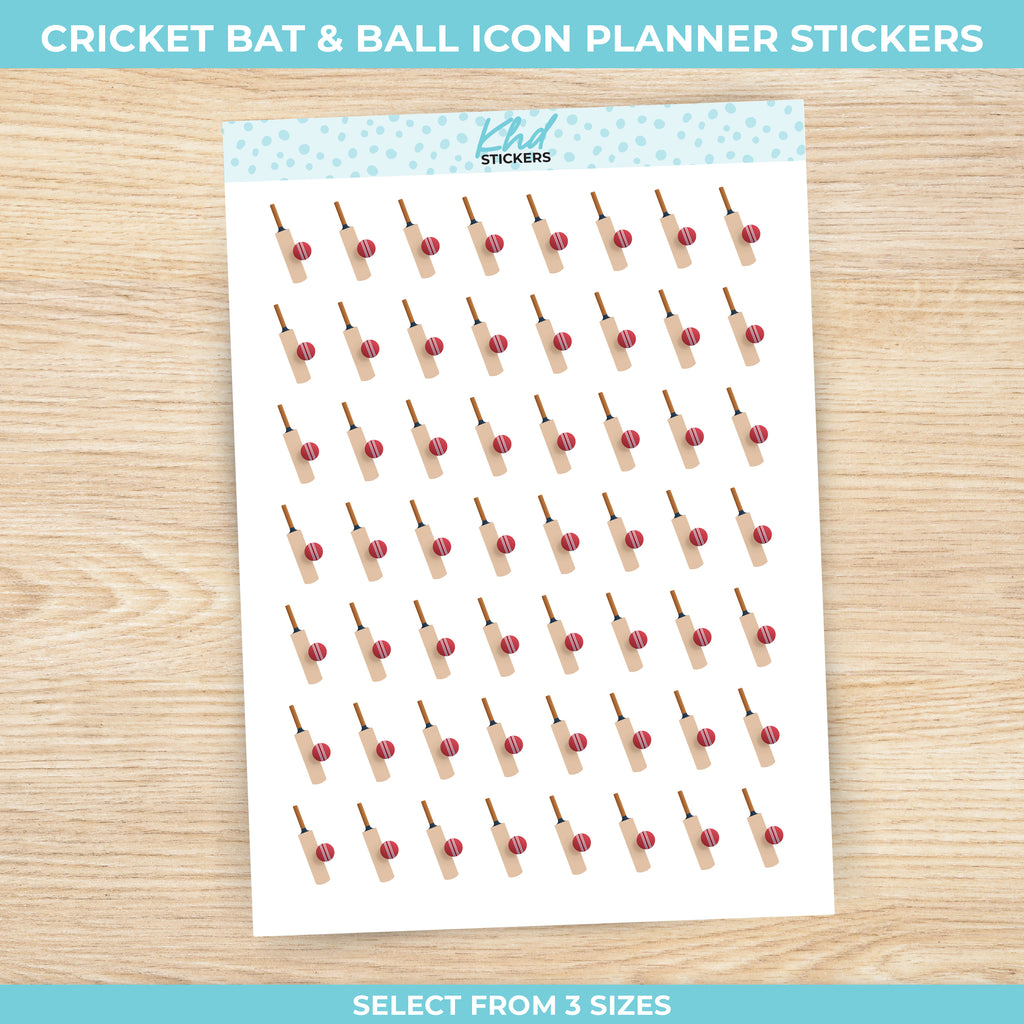 Cricket Bat and Ball Icon Stickers Small