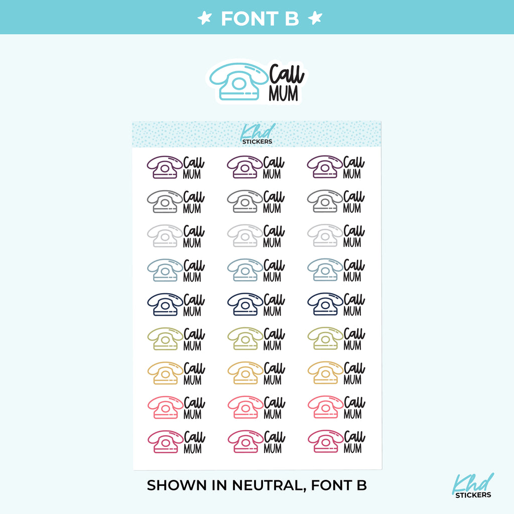 Call Mum Icon Script Stickers Small