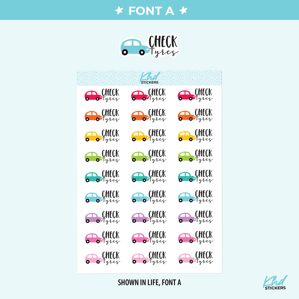 Check Tyres Car Care Planner Stickers Small