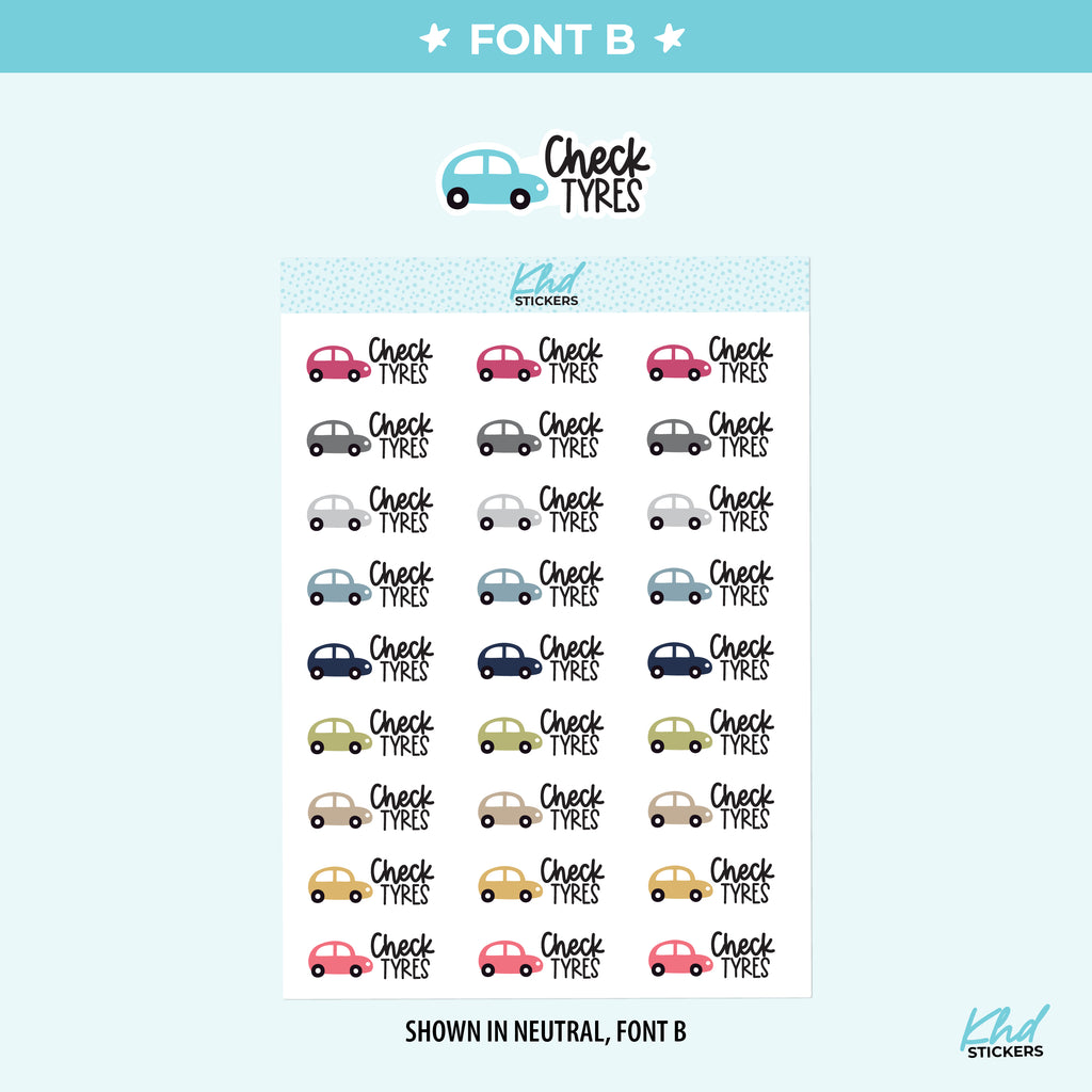 Check Tyres Car Care Planner Stickers Small