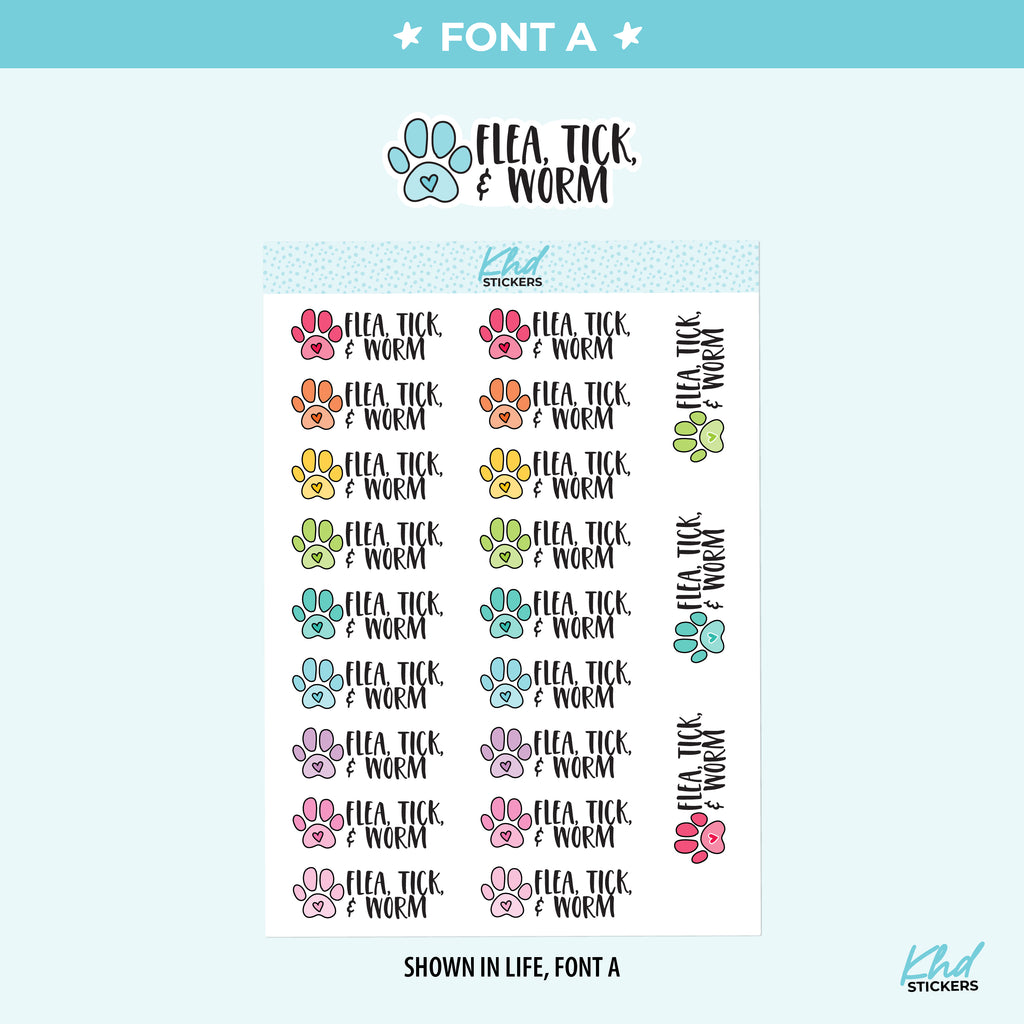 Flea Tick & Worm Reminder Stickers Small