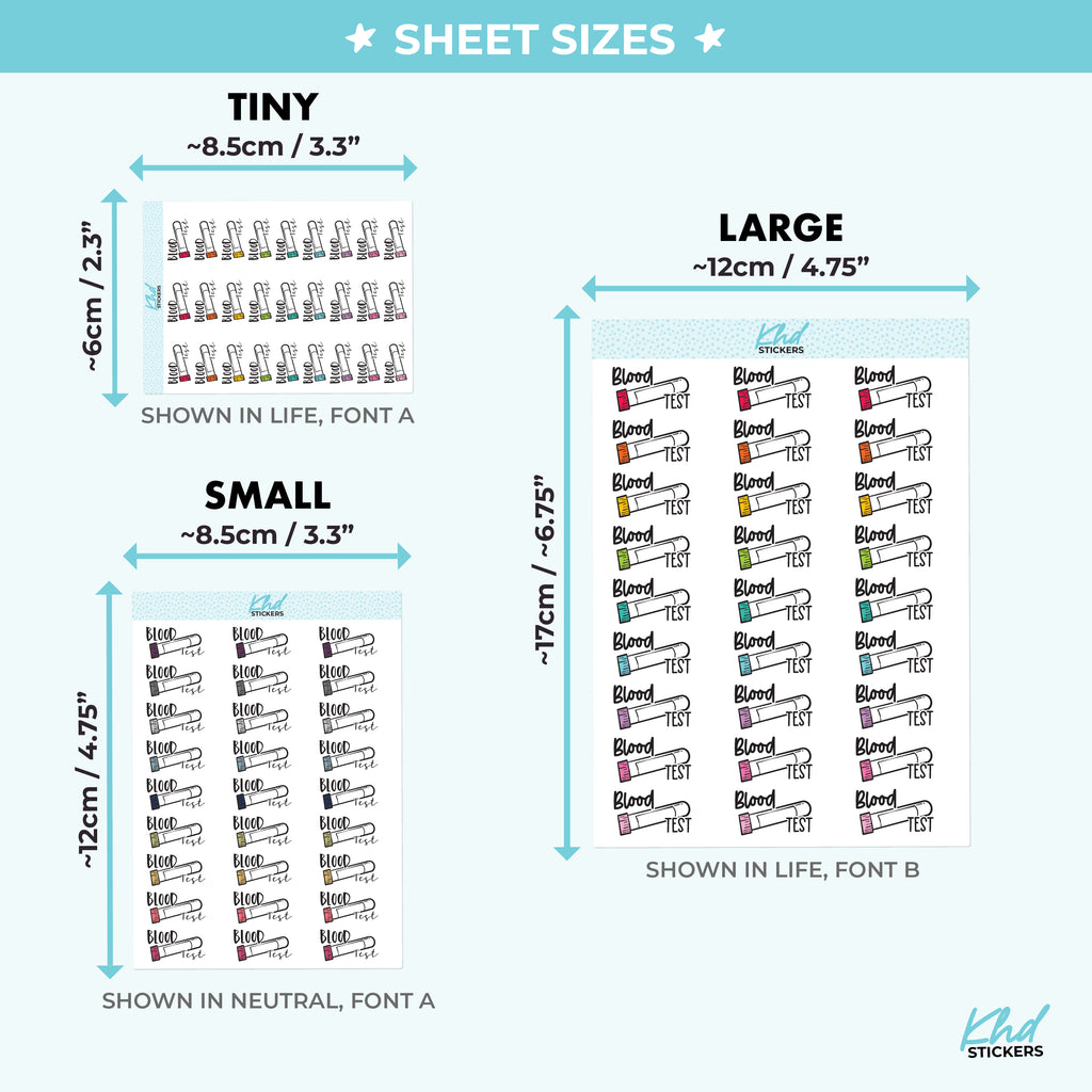 Blood Test Planner Stickers Small