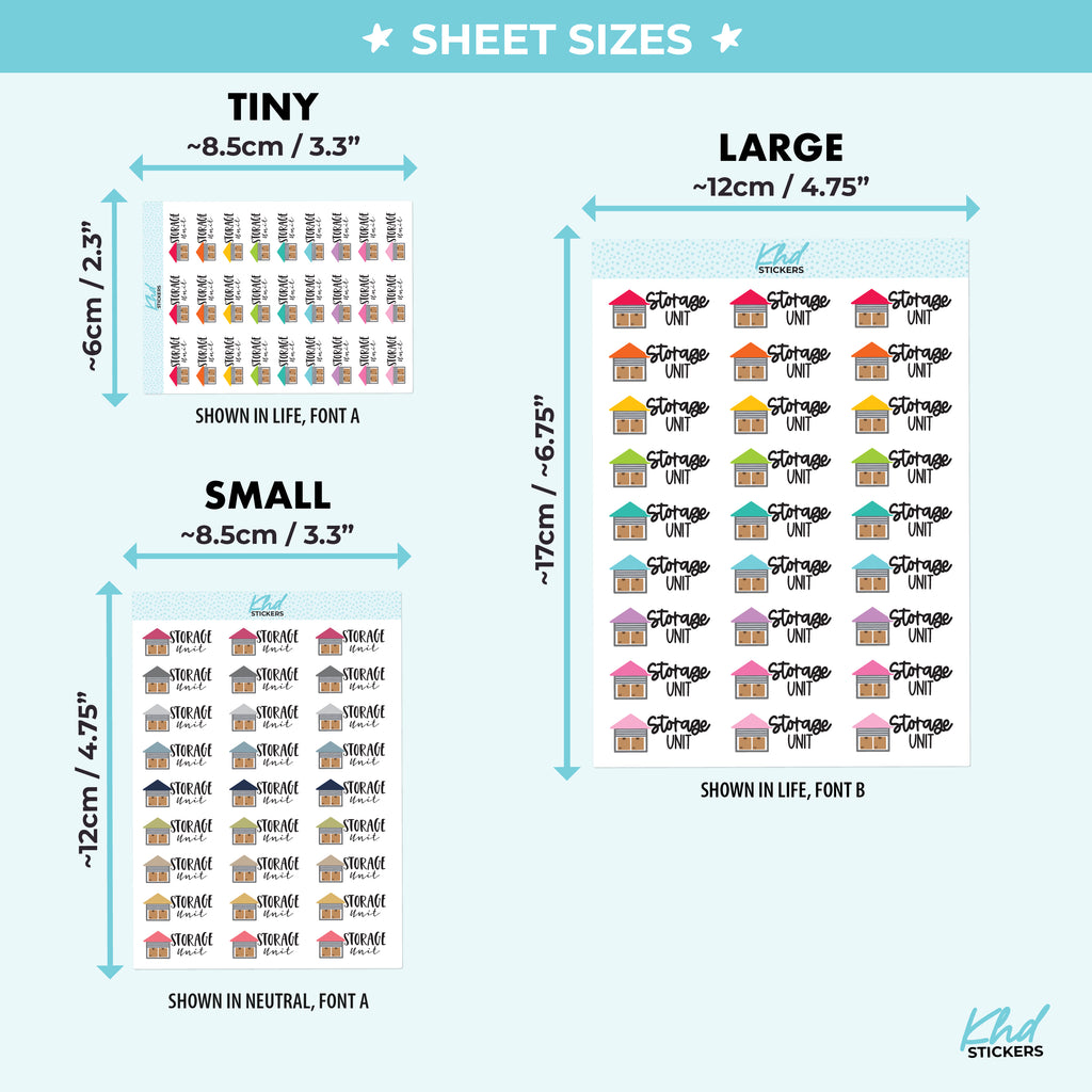 Storage Unit Planner Stickers Small