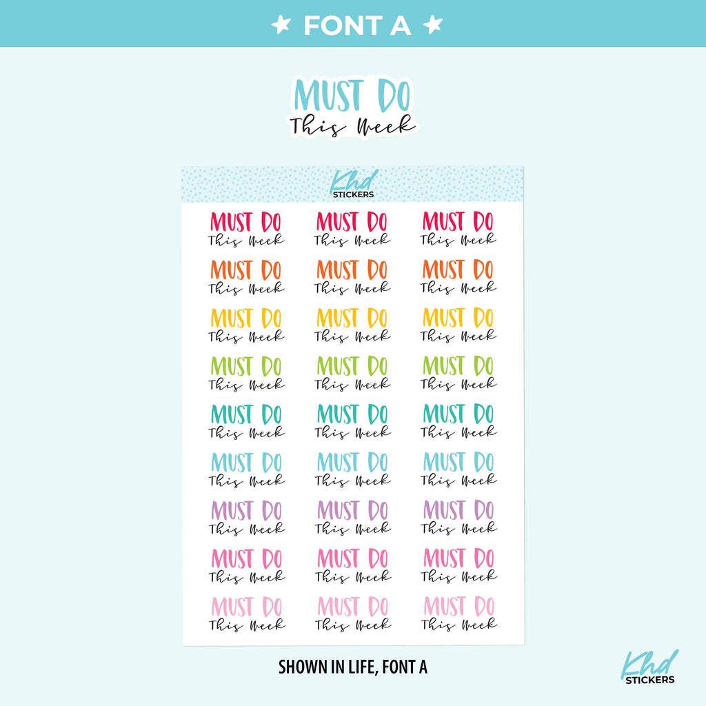 Must Do This Week Planner Stickers Small