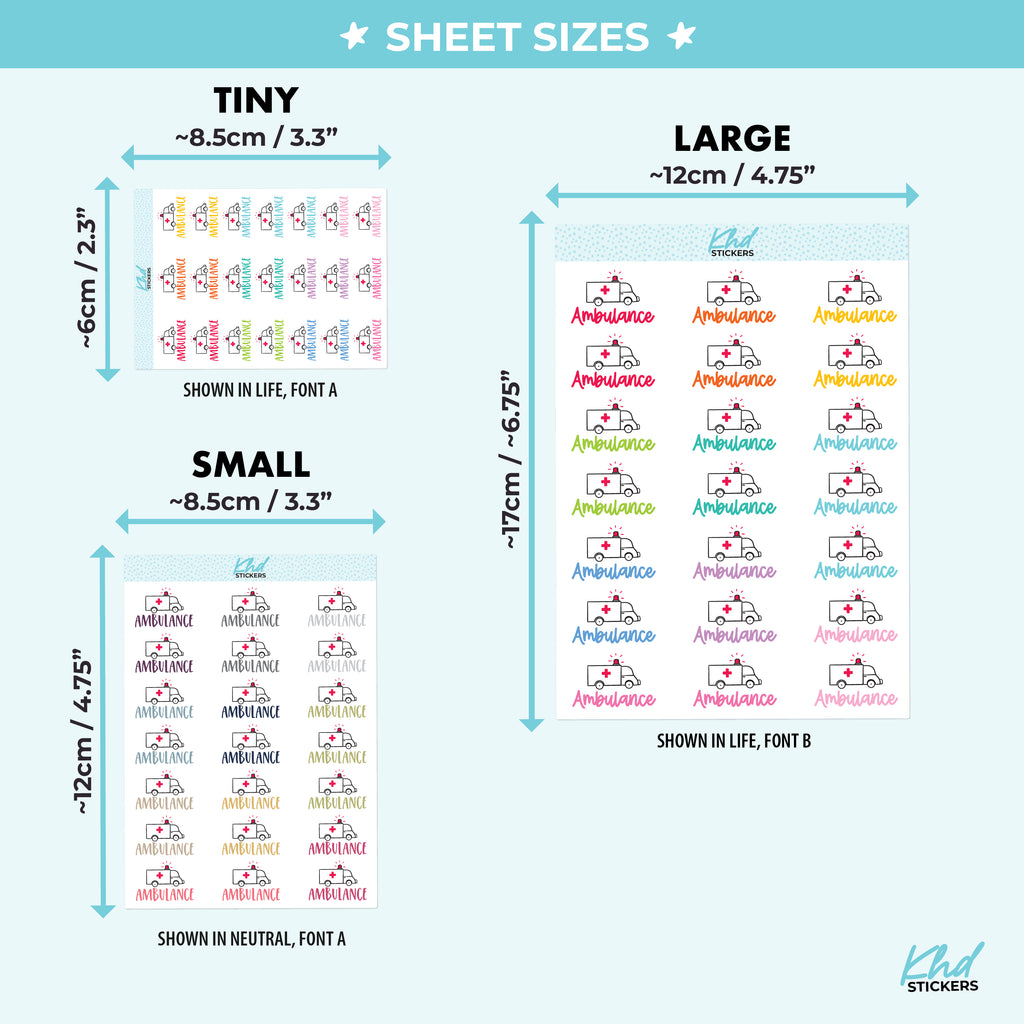 Ambulance Planner Stickers Small