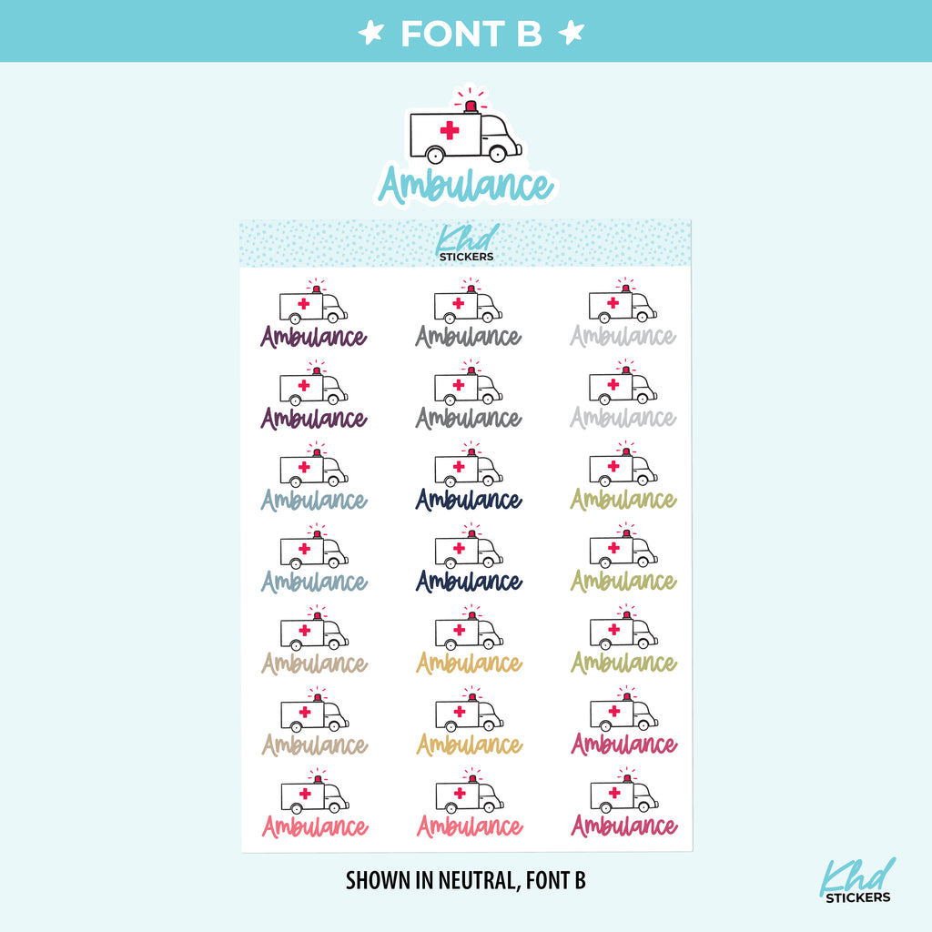 Ambulance Planner Stickers Small