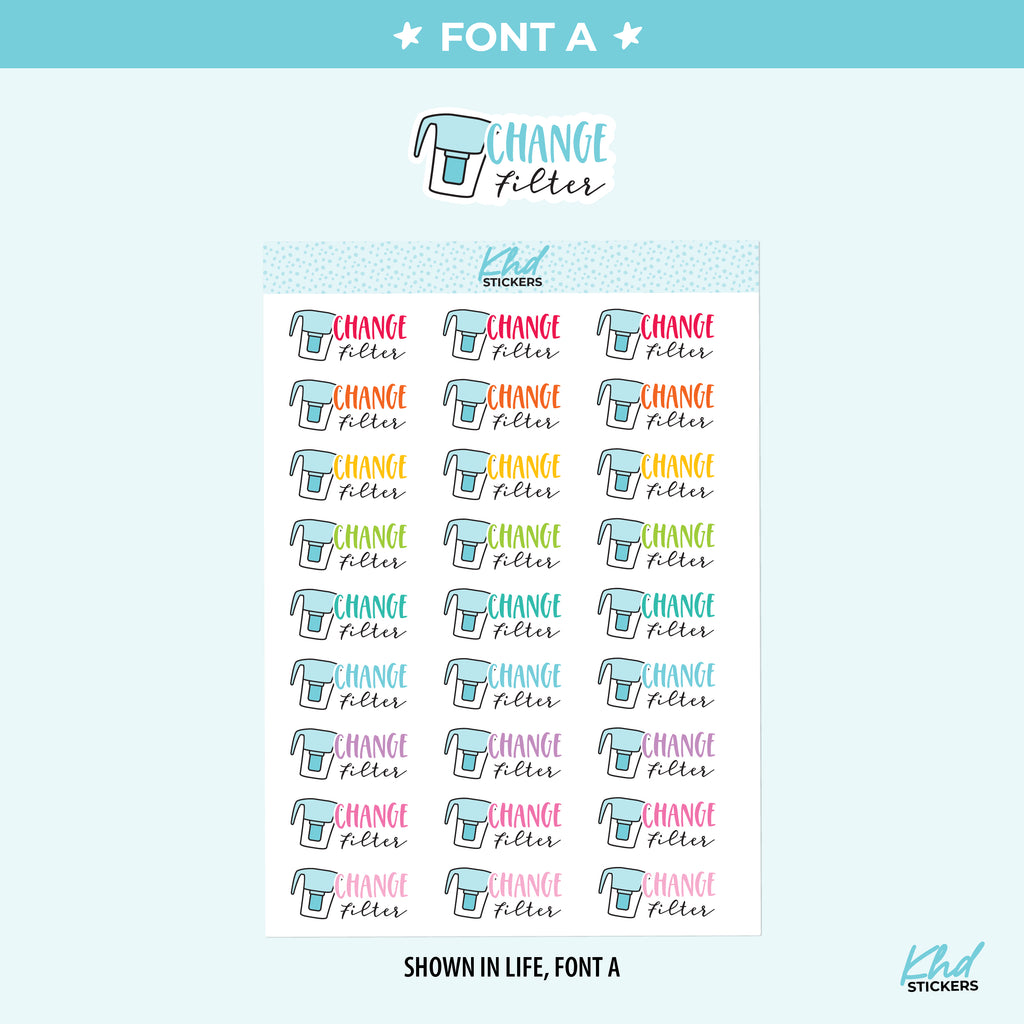 Change Water Filter Planner Stickers Small