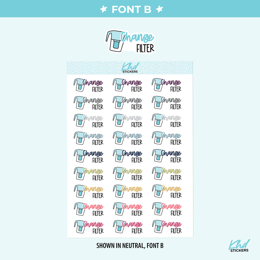 Change Water Filter Planner Stickers Small