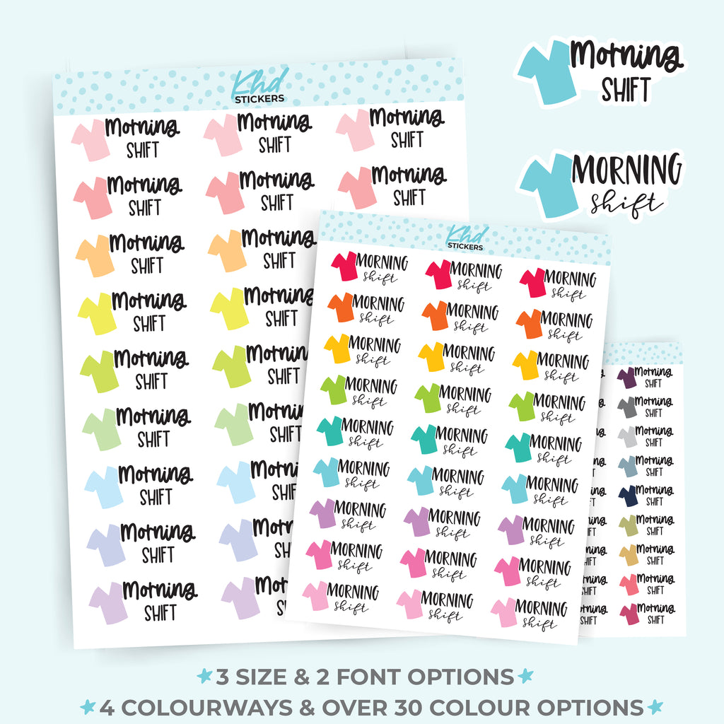 Morning Shift - Medical and Nurse Scrubs Shift Planner Stickers Small