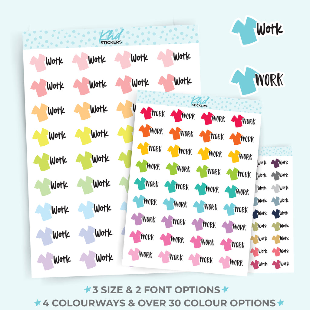 Work - Medical and Nurse Scrubs Shift Planner Stickers Small