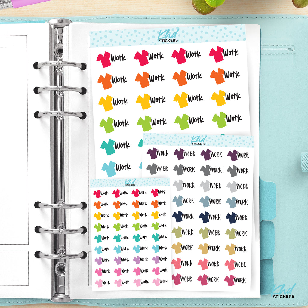 Work - Medical and Nurse Scrubs Shift Planner Stickers Small