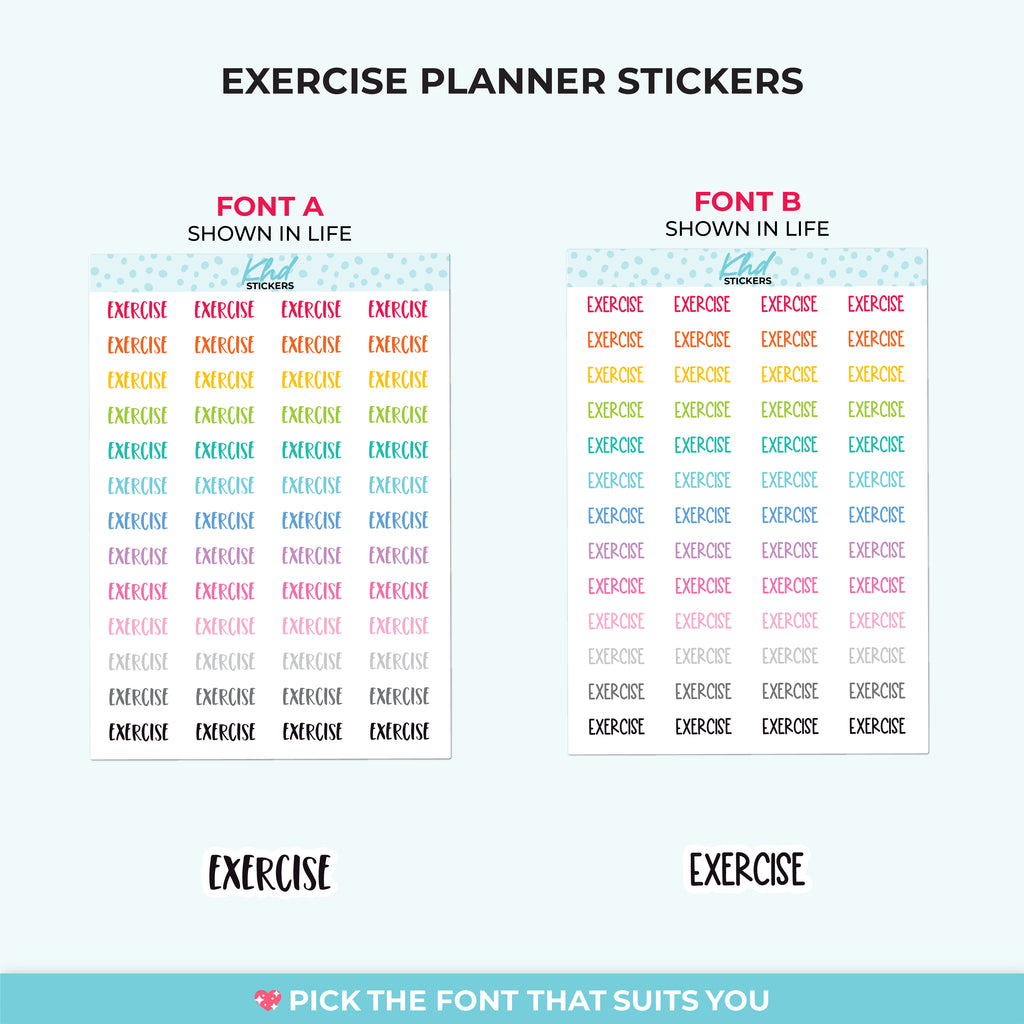 Exercise Planner Stickers Small