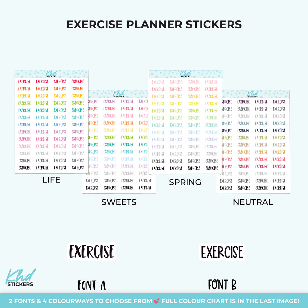 Exercise Planner Stickers Small