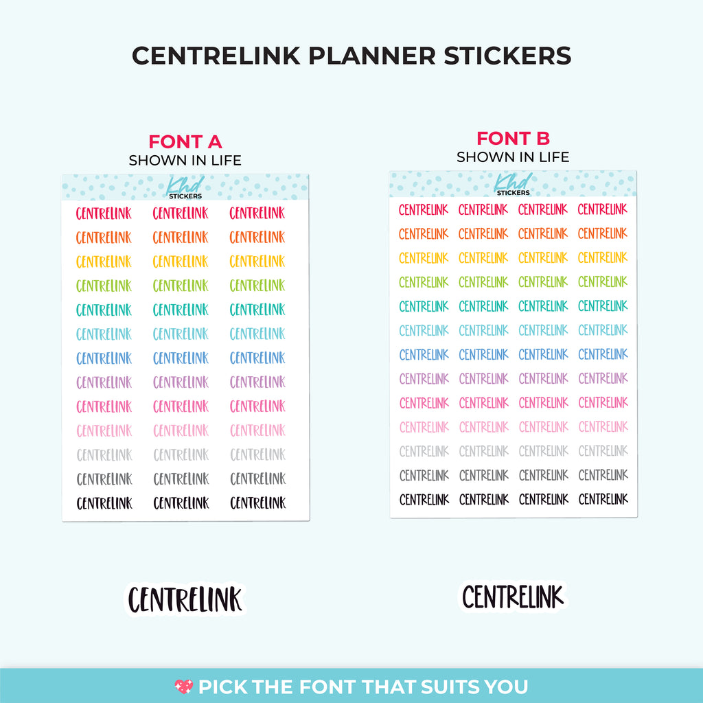 Centrelink Planner Stickers Small