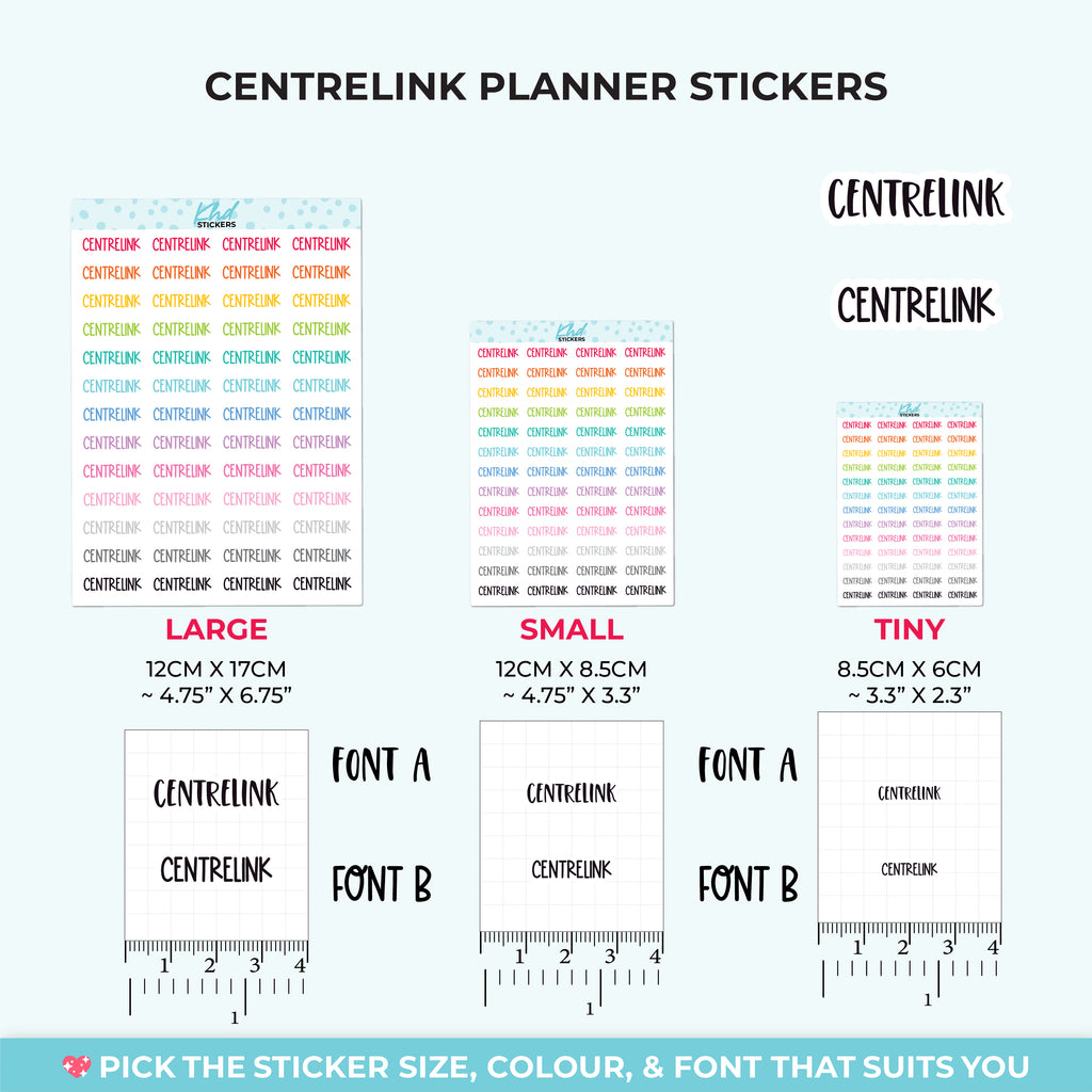 Centrelink Planner Stickers Small
