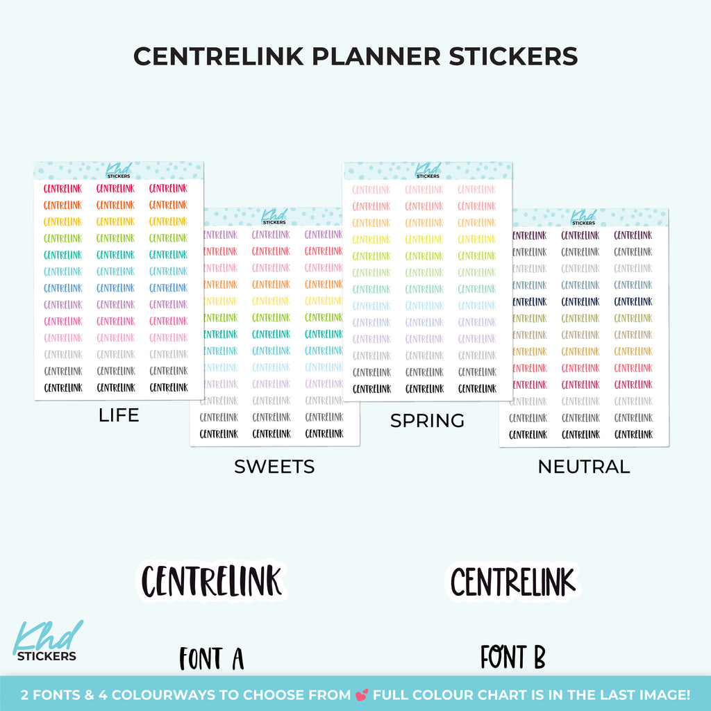 Centrelink Planner Stickers Small