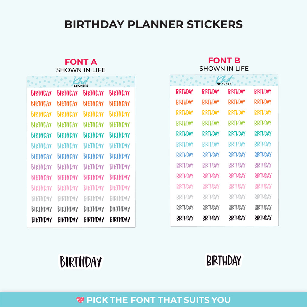Birthday Planner Stickers Small
