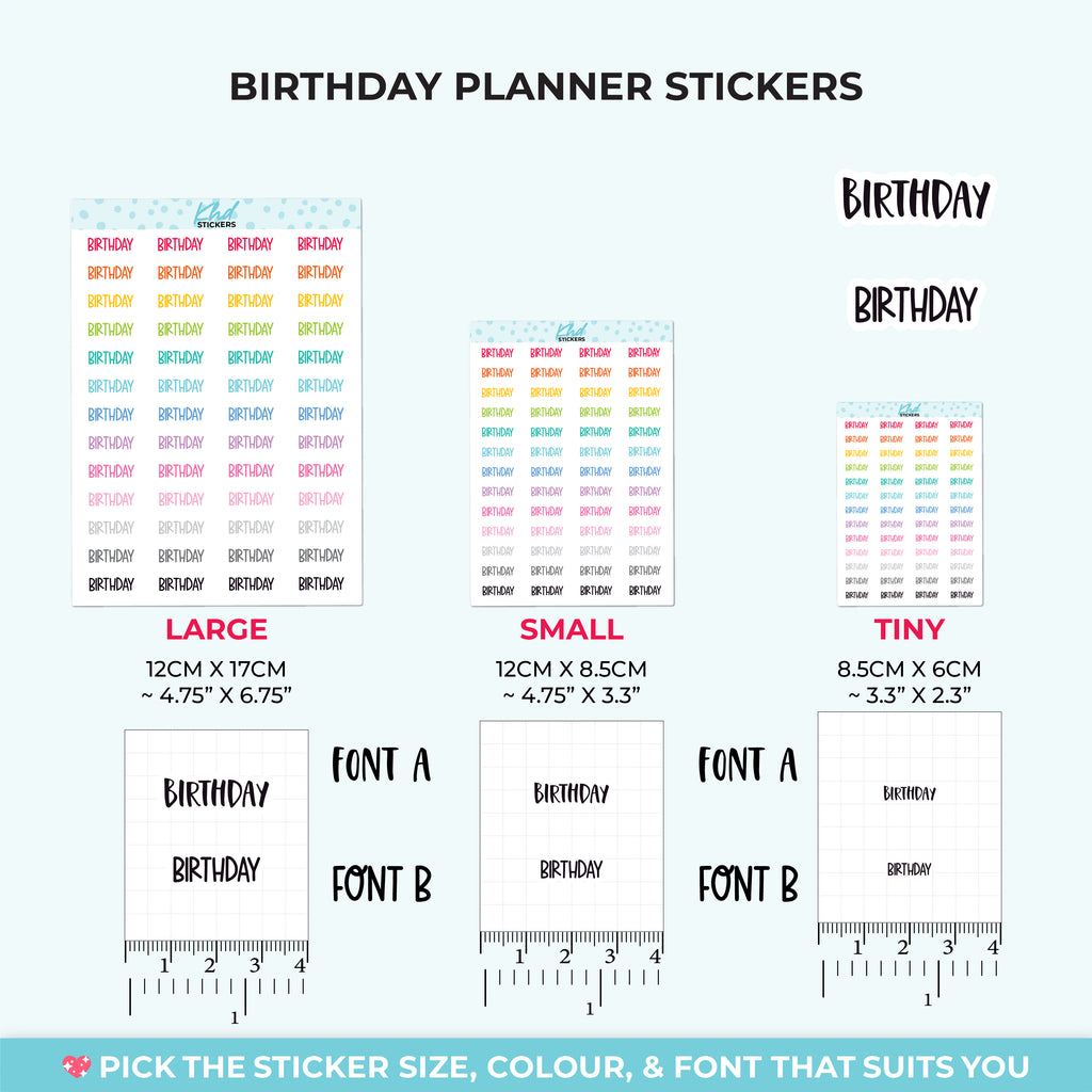Birthday Planner Stickers Small