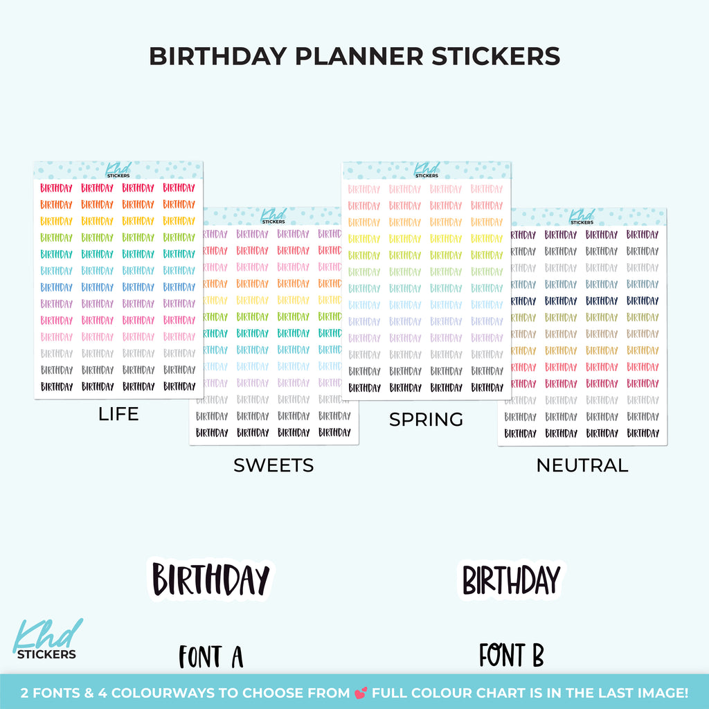 Birthday Planner Stickers Small