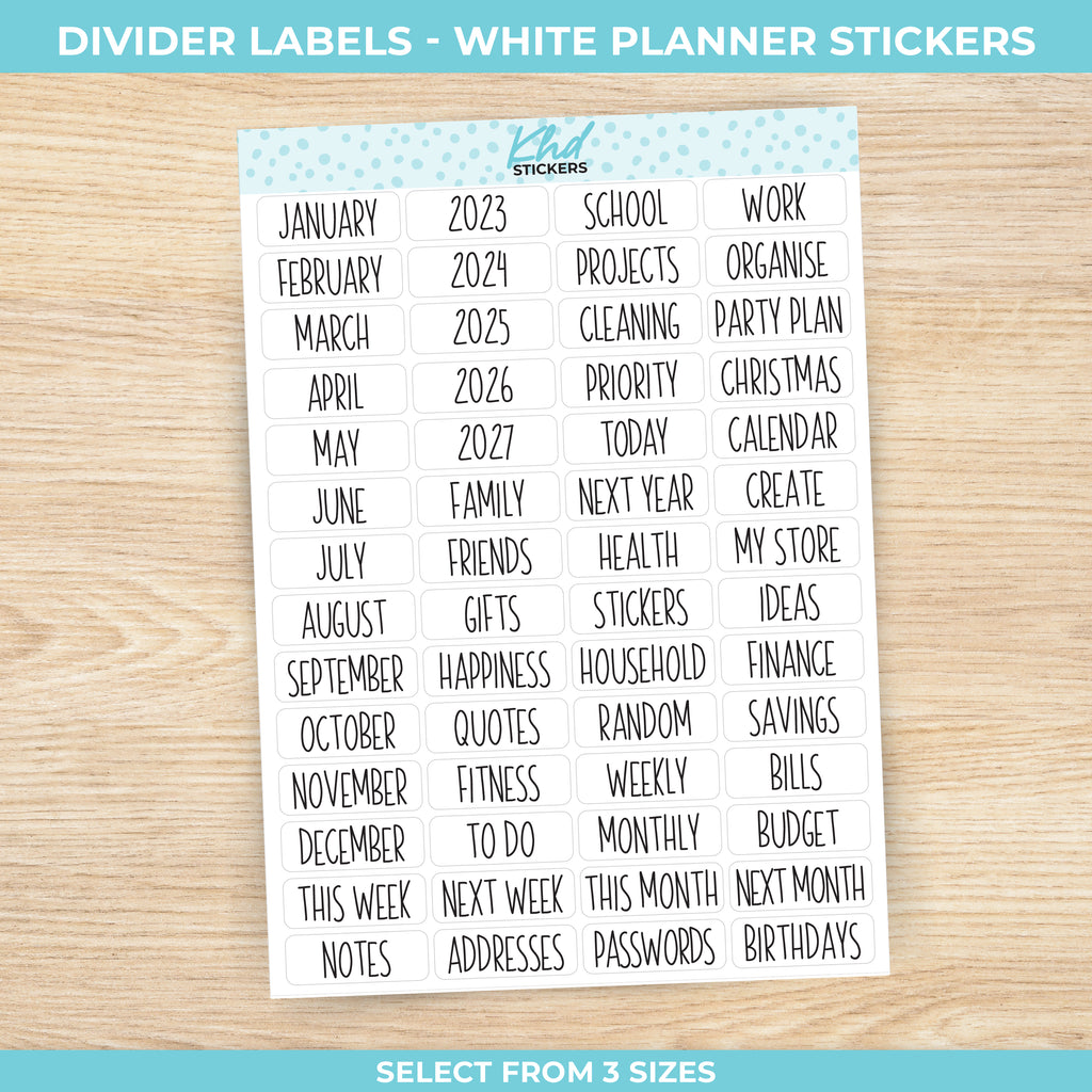 Planner Divider Labels Small