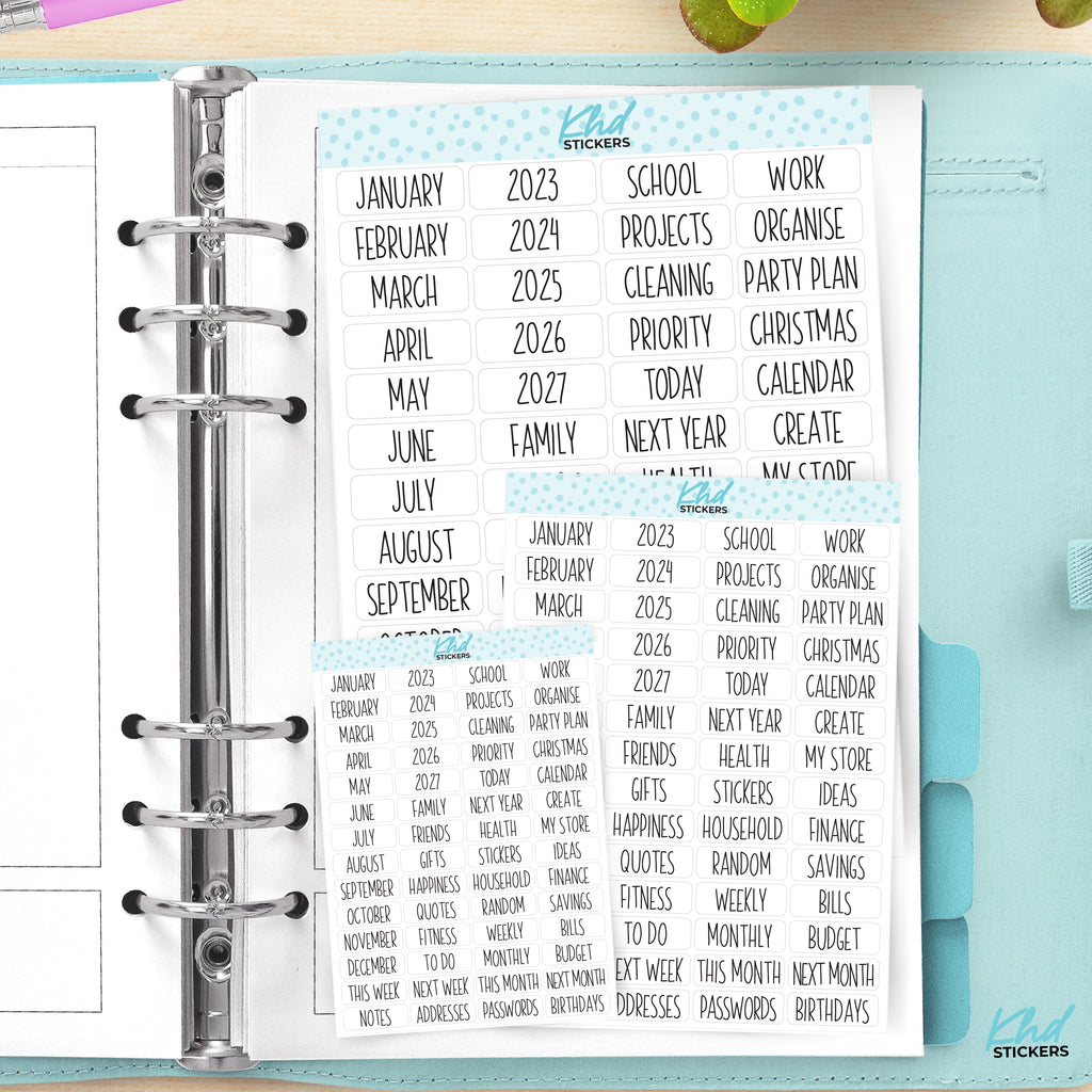 Planner Divider Labels Small