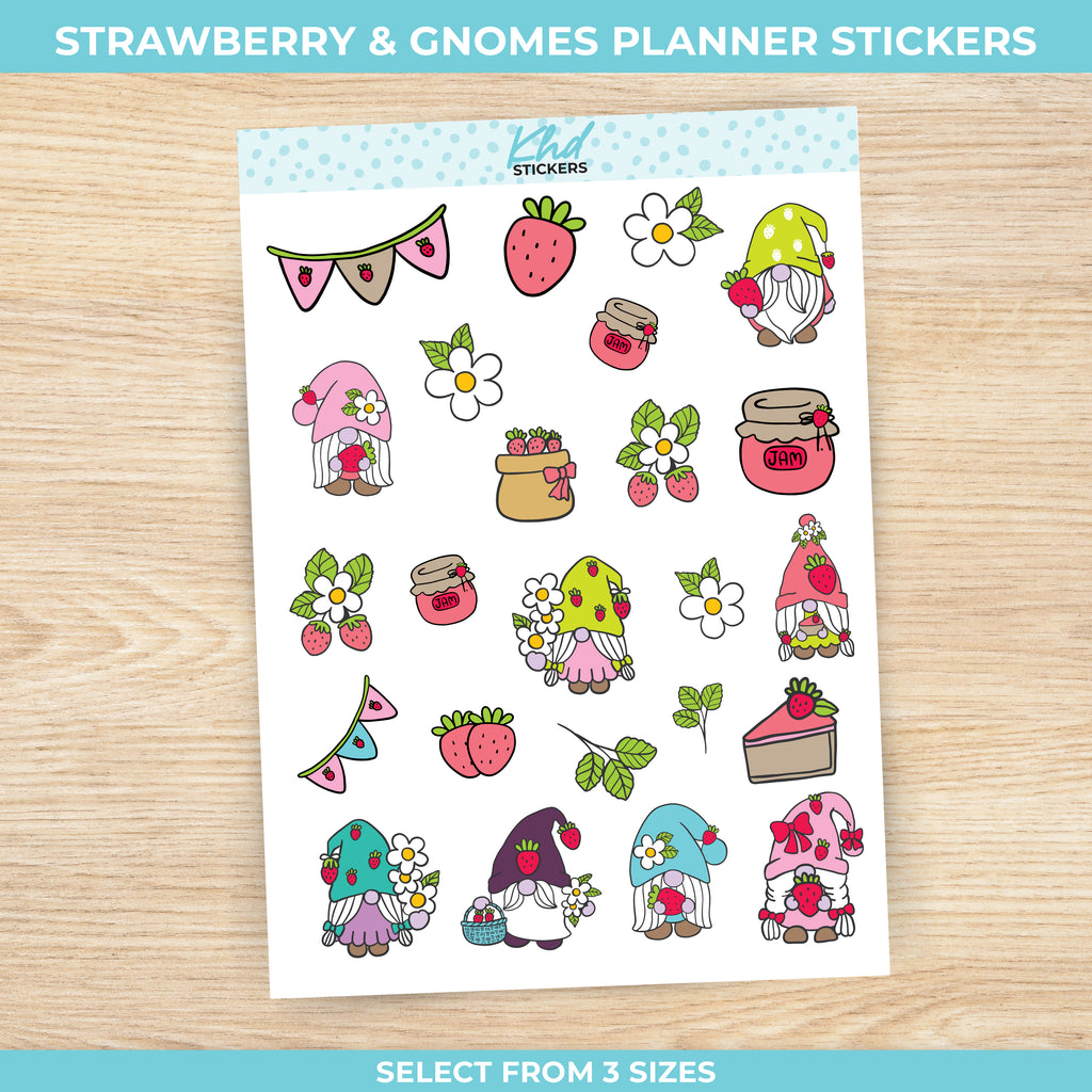 Strawberry & Gnomes Stickers Small